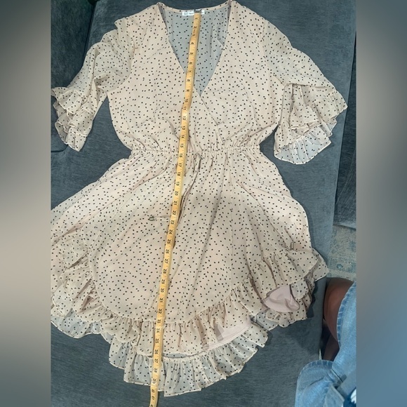 Here Comes the Sun Polka Dot flowy mini semi formal pink Dress- Size L - Picture 10 of 12